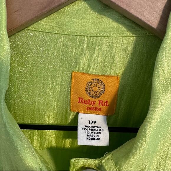 Ruby Rd Petite Lime Green Shell Cropped Jacket 12P - Picture 8 of 8